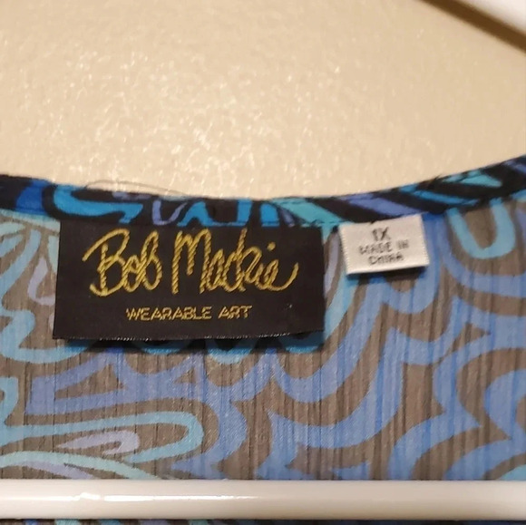 Bob Mackie Women's Plus Size 1X Sleeveless Shear Cardigan Open Front Top Blue - Picture 2 of 3